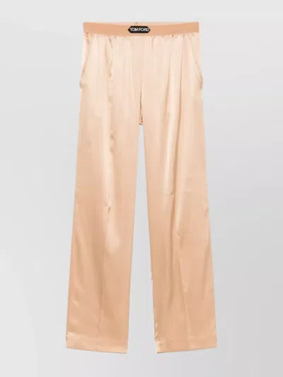 Tom Ford Stretch Silk Satin Pants In Pink