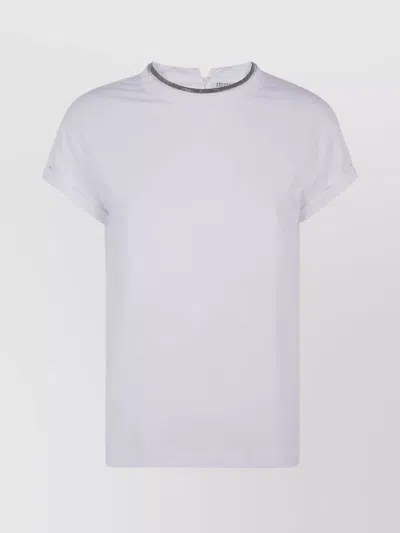 Brunello Cucinelli Cotton Crewneck Short Sleeve T-shirt In White