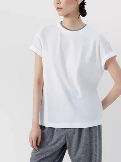 Brunello Cucinelli Cotton Crewneck Short Sleeve T-shirt In White