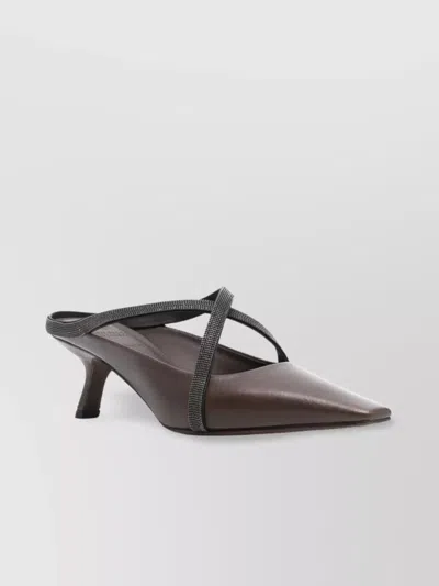 Brunello Cucinelli Square Pointed Sandals In Brown