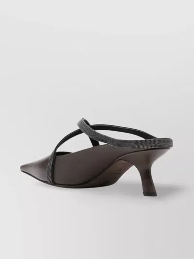 Brunello Cucinelli Square Pointed Sandals In Brown