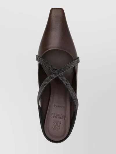 Brunello Cucinelli Square Pointed Sandals In Brown