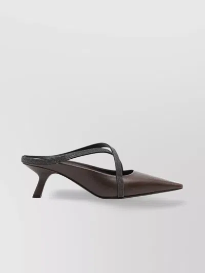 Brunello Cucinelli Square Pointed Sandals In Brown