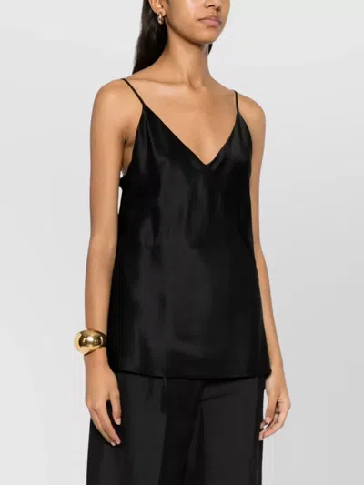 Max Mara Silk Top Relaxed Fit Satin Finish In Gray