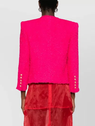 Balmain 8 Button Tweed Spencer Jacket In Pink
