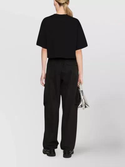 Balmain Cropped T-shirt With Print In Black