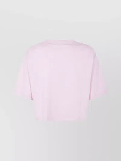 Balmain Cropped Logo Screen Print Tee In Pink