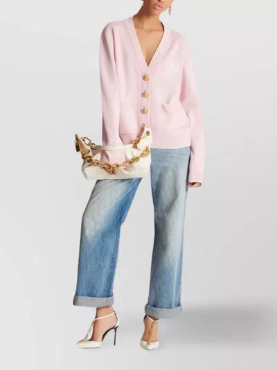 Balmain Medium Sync Bag In Calfskin Leather In Neutral