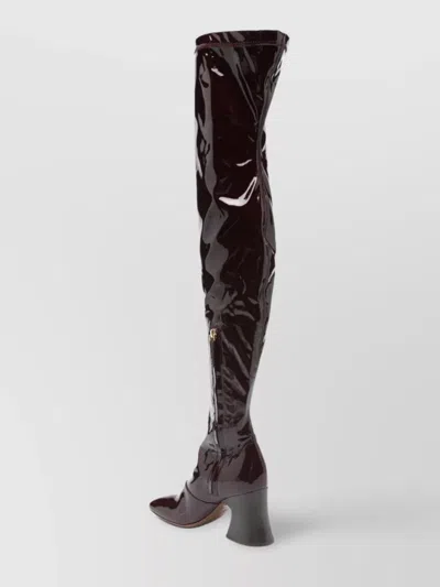 Chloé Janis High Heels Boots In Black Patent Leather In Brown