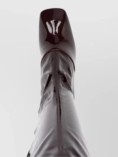 Chloé Janis High Heels Boots In Black Patent Leather In Brown