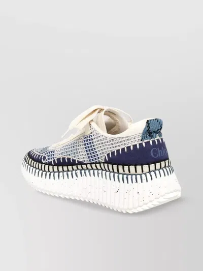 Chloé Nama Embroidered Suede And Recycled-mesh Sneakers In Black