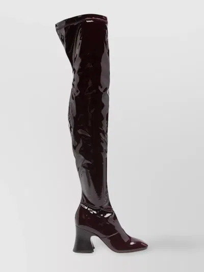 Chloé Janis High Heels Boots In Black Patent Leather In Brown