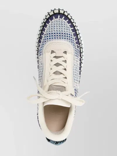 Chloé Nama Embroidered Suede And Recycled-mesh Sneakers In Black