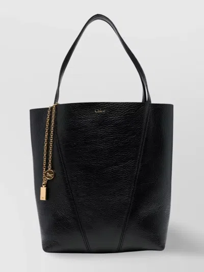 Chloé Chloè Spin Small Leather Tote Bag In Black