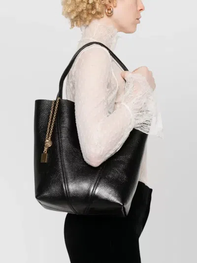 Chloé Chloè Spin Small Leather Tote Bag In Black