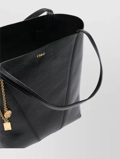 Chloé Chloè Spin Small Leather Tote Bag In Black