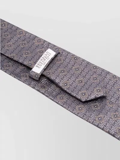 Brunello Cucinelli Patterned Slim Pointed Tip Tie In Brown
