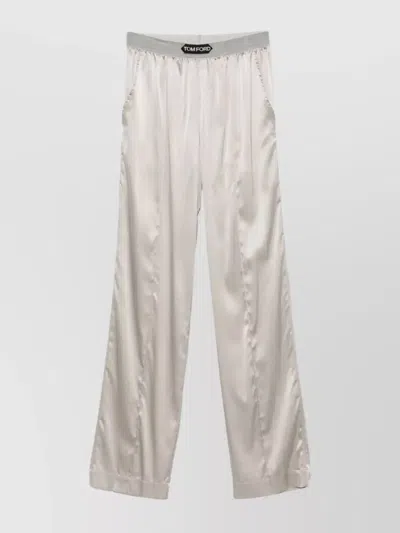 Tom Ford Wide-leg Trousers With Satin Finish In Metallic