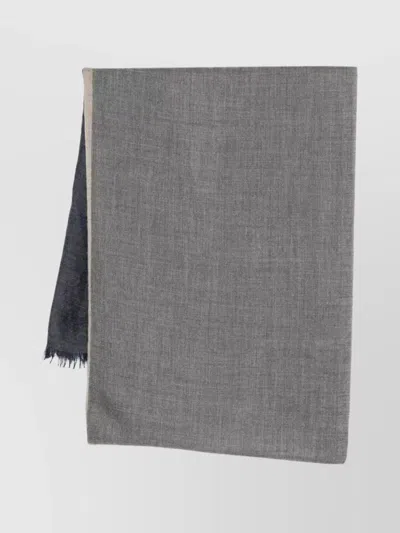 Brunello Cucinelli Frayed Edge Two-tone Rectangle Scarf In Gray
