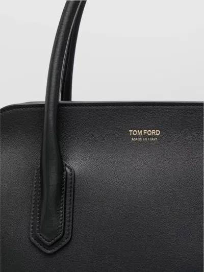 Tom Ford Medium Top Handle In Natural Grain Leather In Black