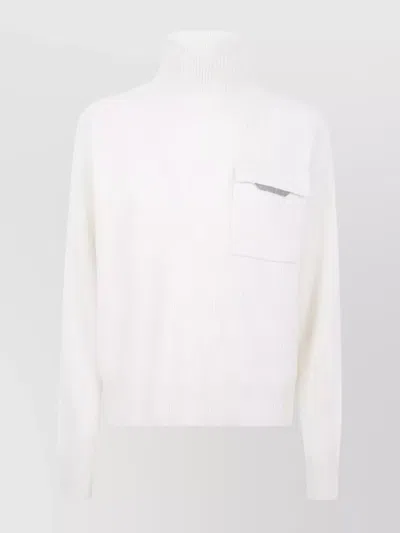 Brunello Cucinelli Chunky Knit Turtleneck Sweater In White