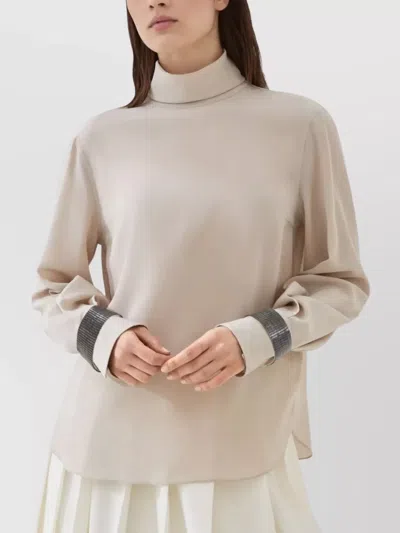 Brunello Cucinelli Turtle Neck Blouse In Neutral