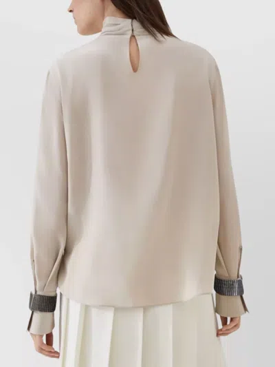 Brunello Cucinelli Turtle Neck Blouse In Neutral