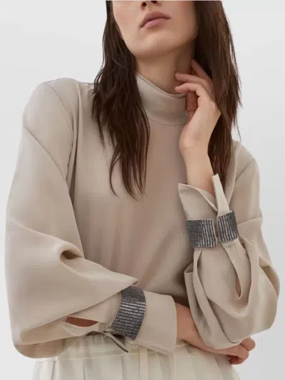 Brunello Cucinelli Turtle Neck Blouse In Neutral