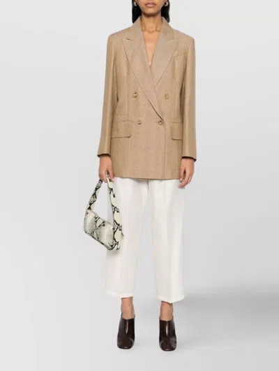 Max Mara Flap Pockets Longline Notched Lapels Jacket In Neutral