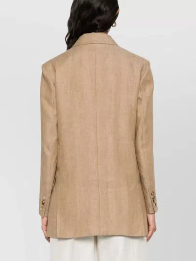 Max Mara Flap Pockets Longline Notched Lapels Jacket In Neutral