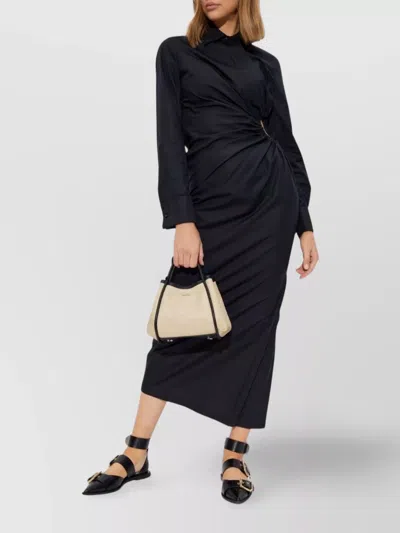 Max Mara Etere Cut Out Popeline Dress In Blue