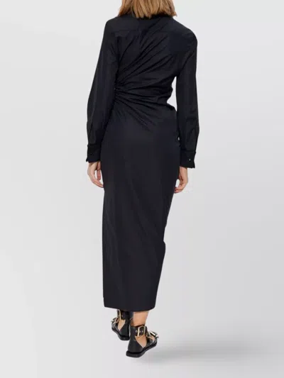 Max Mara Etere Cut Out Popeline Dress In Blue