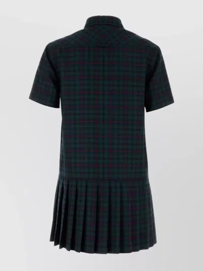 Miu Miu Embroidered Wool Mini Dress In Green