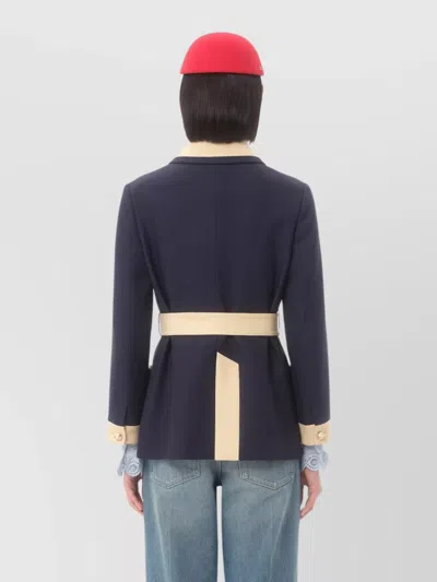 Valentino Blue/ivory Jacket With Belt In Animal Print