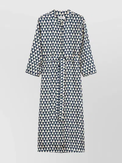 Max Mara Silk Kaftan Geometric Pattern In Blue
