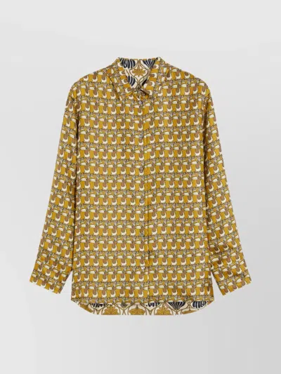 Max Mara Reversible Printed Silk Shirt In Brown
