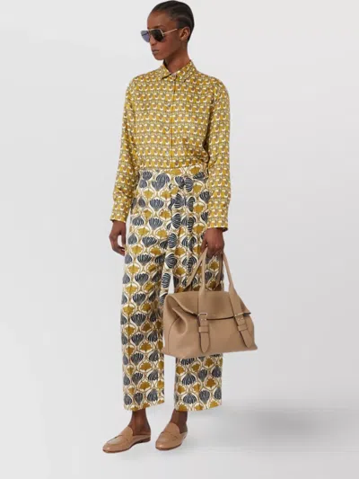 Max Mara Reversible Printed Silk Shirt In Brown