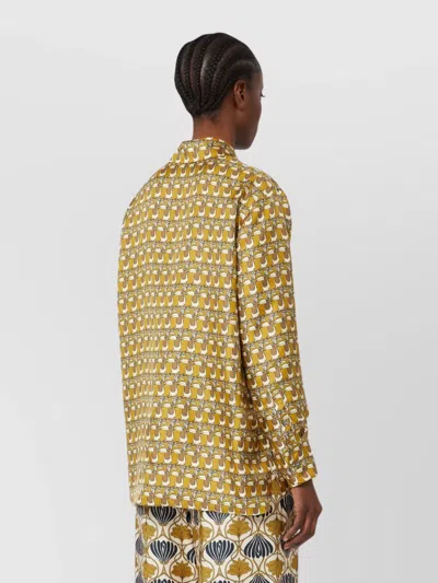 Max Mara Reversible Printed Silk Shirt In Brown