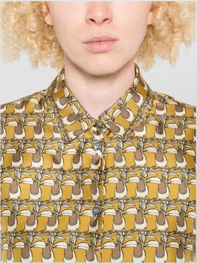 Max Mara Reversible Printed Silk Shirt In Brown