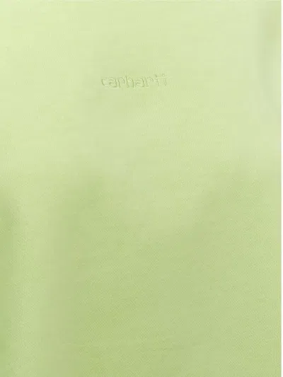 Carhartt Crew Neck Sweatshirt Ribbed Cuffs In Green