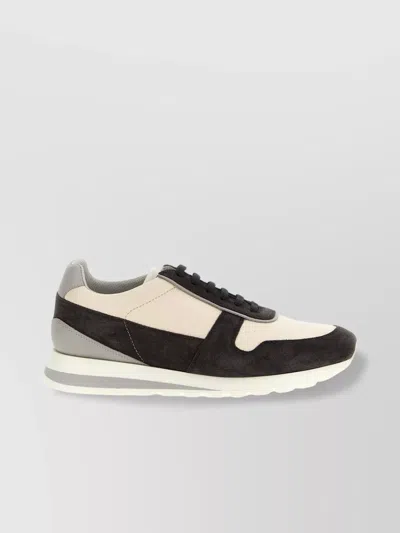 Brunello Cucinelli Runners In Calfskin And Washed Suede In Multi