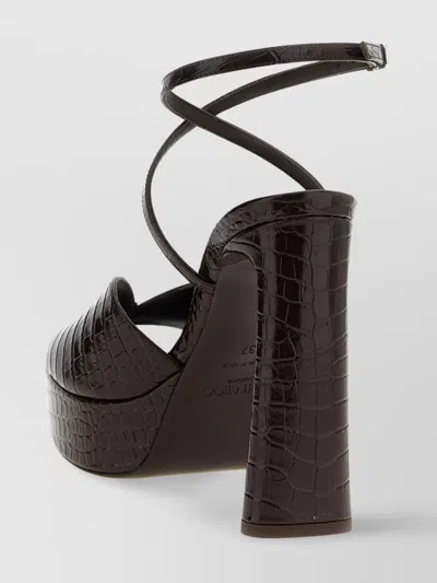 Jimmy Choo Karli 125 Croc-effect Platform Sandals In Brown