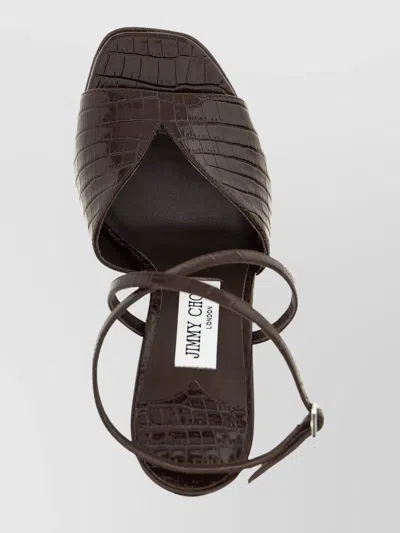Jimmy Choo Karli 125 Croc-effect Platform Sandals In Brown