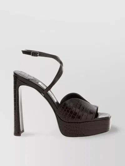 Jimmy Choo Karli 125 Croc-effect Platform Sandals In Brown
