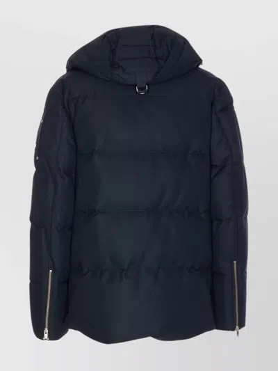 Moose Knuckles Quilted Hooded Jacket Removable Hood In Blue