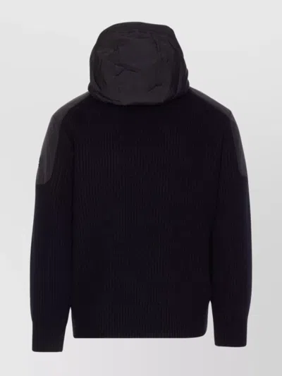 Moose Knuckles Hooded Jacket With Ribbed Texture And Zip Pockets In Black