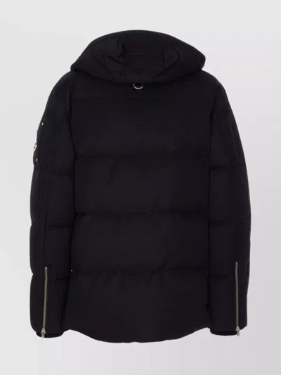 Moose Knuckles Forrestville Black Down Jacket With Fixed Hood And Logo Patch On The Sleeve In Cotton Blend Man In Black