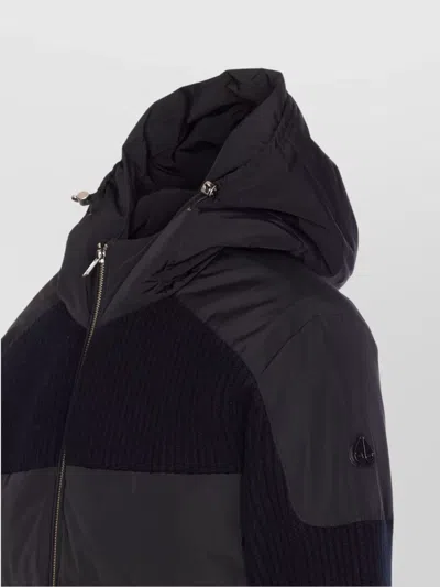 Moose Knuckles Hooded Jacket With Ribbed Texture And Zip Pockets In Black