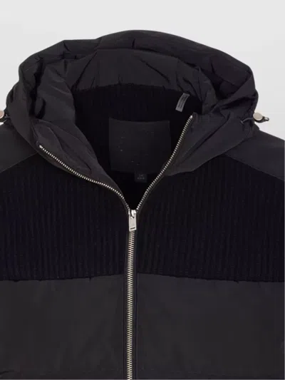 Moose Knuckles Hooded Jacket With Ribbed Texture And Zip Pockets In Black