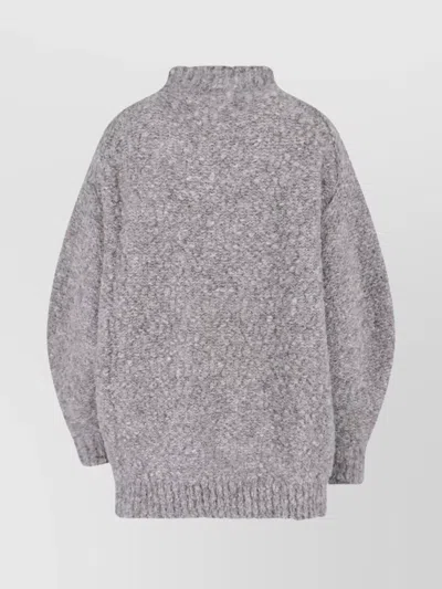 Isabel Marant Relaxed High Neck Sweater With Ribbed Hem And Dropped Shoulders In Gray